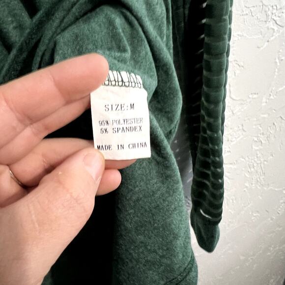 HOTAPEI green sheer sleeve‎ long sleeve shirt womens medium casual boho chic - Picture 3 of 5